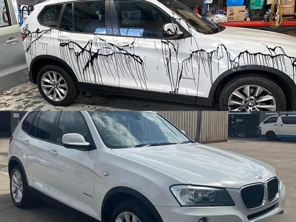 Dusty vehicle exterior before detailing