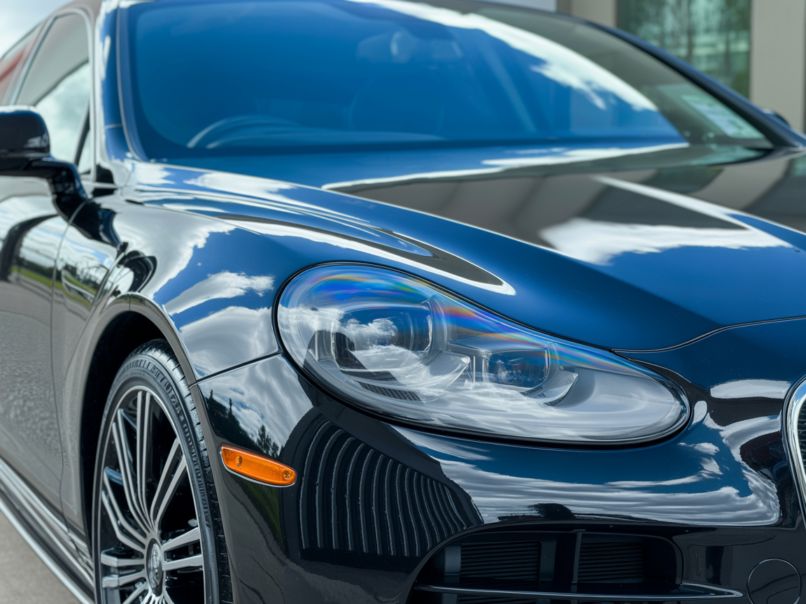 Gleaming car exterior after professional detailing